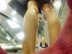Upskirt of a black jeans skirt