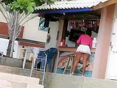 Upskirt of mulatto street prostitute