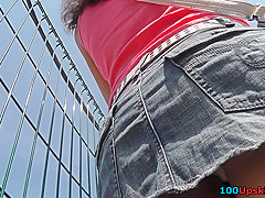 Upskirt video clip of a slim girl's bubble ass