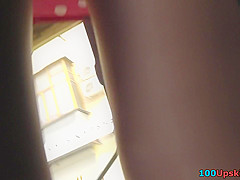 Upskirting thong footage of a hot slut in mini skirt