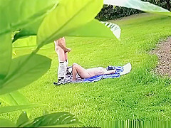 Wanking to naked woman sunbathing