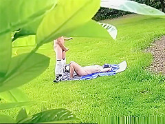 Wanking to naked woman sunbathing