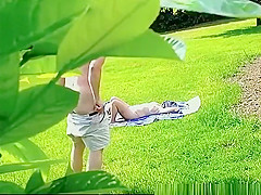 Wanking to naked woman sunbathing
