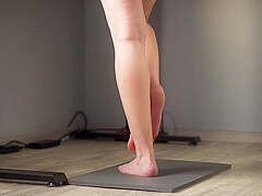 Watching teen 18+ Calves At Standing Desk