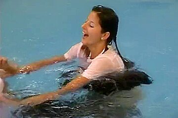 Wet Lesbian Girls in pool 2