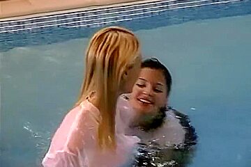 Wet Lesbian Girls in pool 2