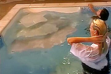 Wet Lesbian Girls in pool 2
