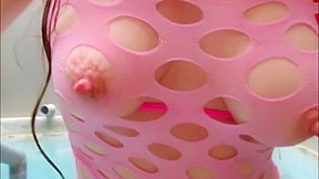 Wet hot pink dress long hair horny flirting sexy shy fun spa