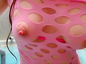 Wet hot pink dress long hair horny flirting sexy shy fun spa
