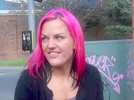 Wheelchair tied Leah Caprice in uk flashing and outdoor