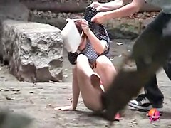 Whimsical short-haired hoe making loud sounds during wild sharking scene