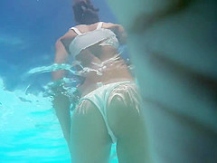 White bikini swimming