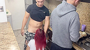 Wife And Her Husband Cooking But Ops His Friend Grabs His Wifes Buttocks Next To Him Who Ntr Netorare Ntr