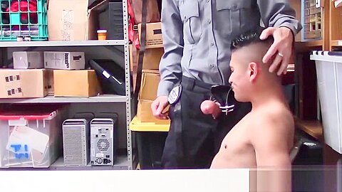 Young Latino devastated by security officers bare fat dick