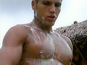 Young and Handsome Brazilian Man in hot shower and cumshot!