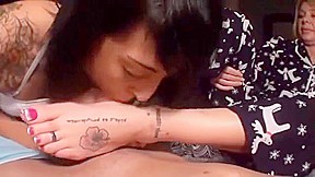 angel crush sleepover footjob