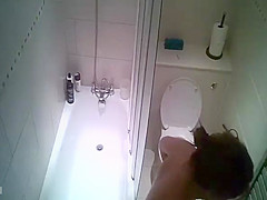 at home,in the shower Mature lady