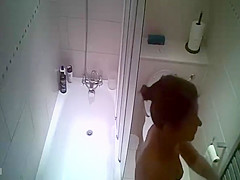 at home,in the shower Mature lady