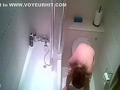 at home,in the shower Mature lady