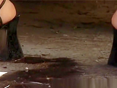big natural girl pissing on street