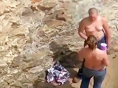 can't believe his eyes  strapon lesbian action at the beach !!!