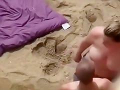 can't believe his eyes  strapon lesbian action at the beach !!!