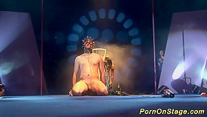 crazy fetish needle show on stage