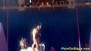 crazy fetish needle show on stage