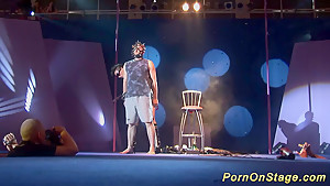 crazy fetish needle show on stage