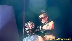 crazy fetish needle show on stage