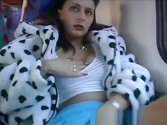 cute chick peeing in a train