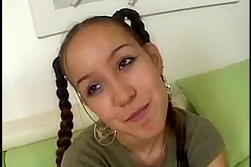 cute pigtail legal age teenager 18+ acquires penis