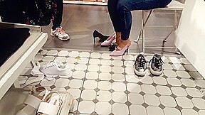 gf tries new high heels soft feets shoe shopping
