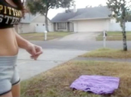 hot babe gets caught doing naked yoga in front of her house