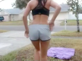 hot babe gets caught doing naked yoga in front of her house