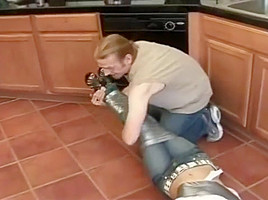 natasha getting taped up by repairman