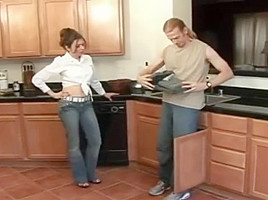 natasha getting taped up by repairman