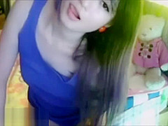 sexy Japanese webcam girl in blue - more at sexywebcum com