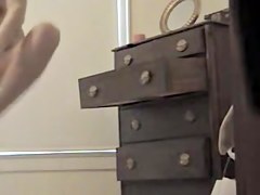 solo woman has covered very hairy cunt under panty