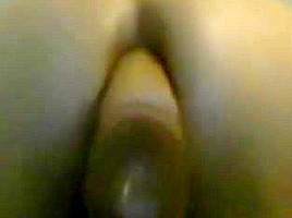 trans girl in chastity fucks her ass doggystyle
