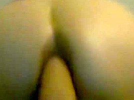 trans girl in chastity fucks her ass doggystyle