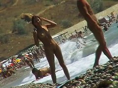 video of nude girls having fun on a nudist beach